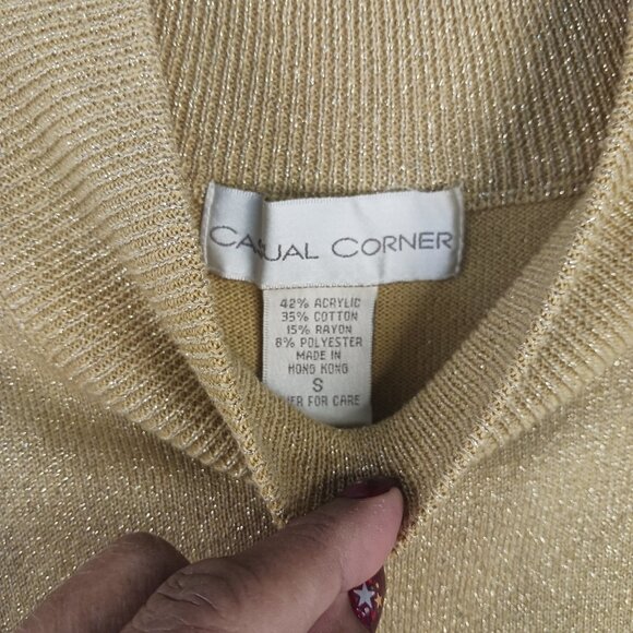 Gold Mock Neck Sleeveless Knit Sweater Size S - Picture 3 of 6